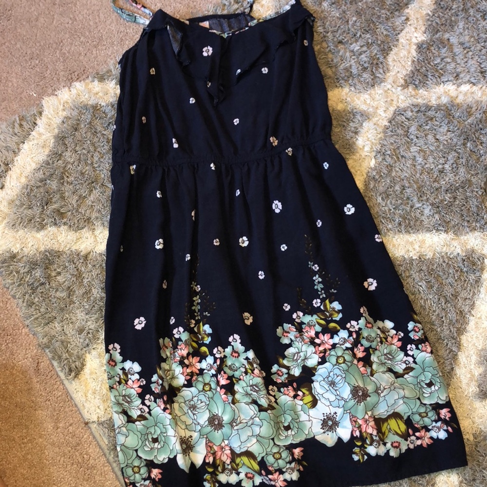 Navy Blue Floral Dress